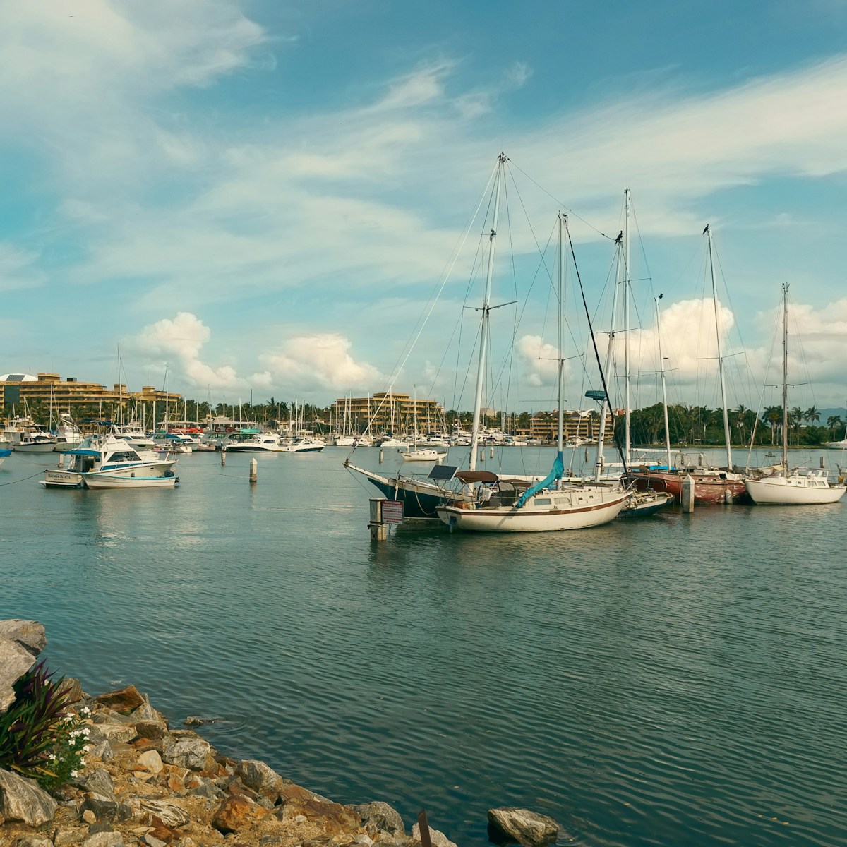 a body of water filled with lots of boats